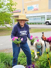 Fran with petunias