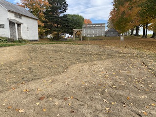 October 12, 2021 - Laying out new garden beds - Old Stone House in background